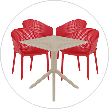 Masă + 4 Scaune Polipropilena